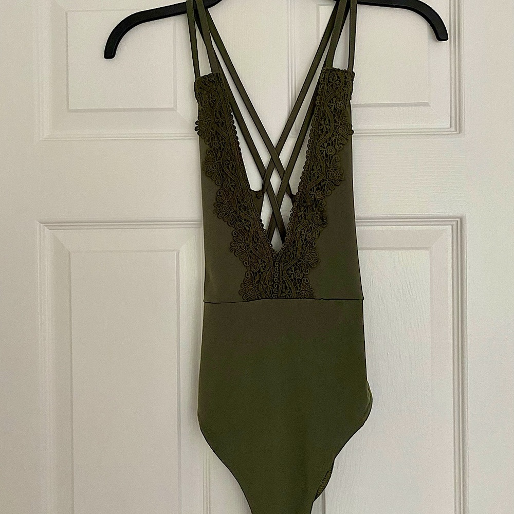 Boohoo Olive Green Bodysuit